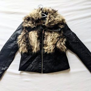 Faux fur biker jacket